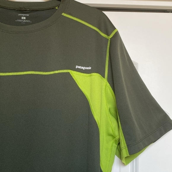 Patagonia Men’s short sleeve shirt green breathable lightweight Activewear XL - Picture 3 of 7
